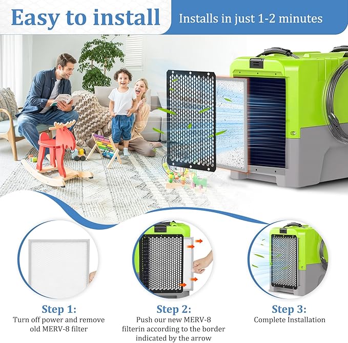 4 Pack, MERV-8 Air Filter Compatible with Alorair Commercial Dehumidifiers Storm LGR Extreme,12.2"x9.9"x0.4", Only Applicable to Storm LGR Extreme Dehumidifier