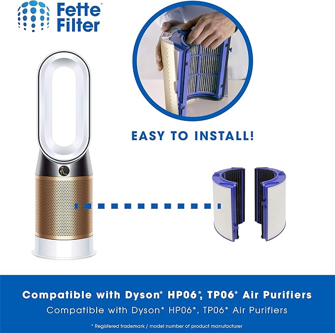 Fette Filter - Premium Air Purifier Filter Replacement Compatible with Dyson HP06, HP09, TP06, TP09, PH01, PH02, PH03, PH04, HP07, TP07 (Part No.970341-01 & 965432-01) - Pack of 1