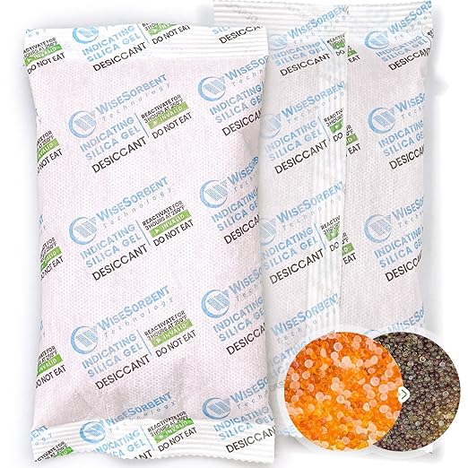 200 Gram [100 Packs] Silica Gel Desiccant Packets with Orange Indicating Beads, Rechargeable Silica Packs, Moisture Absorbers for 3D Printer Filament Gun Safe Camera Electronics Equipment