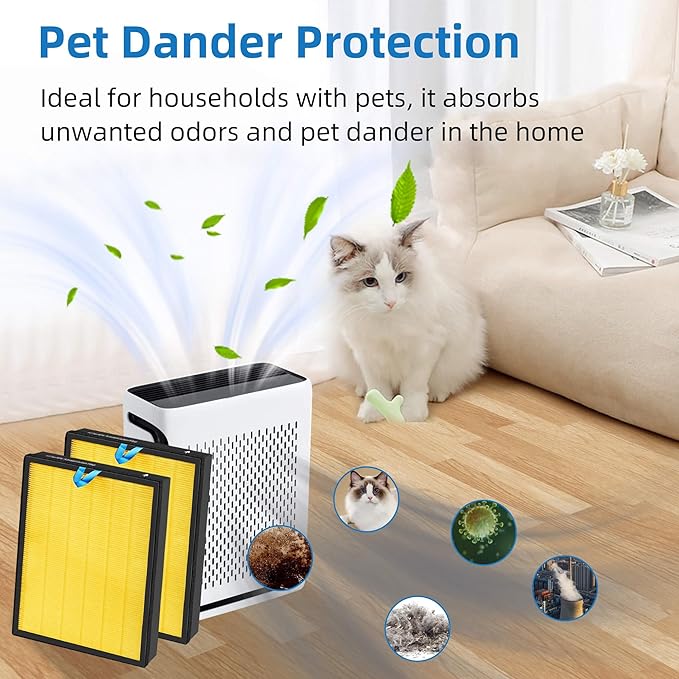 APPLIANCEMATES Vital 100S Pet Replacement Filter for LEVOIT Vital 100S/100S-P Air Purifier, 3-in-1 True HEPA and High-Efficiency Activated Carbon Filters, Part# Vital 100S-RF, 2 Packs