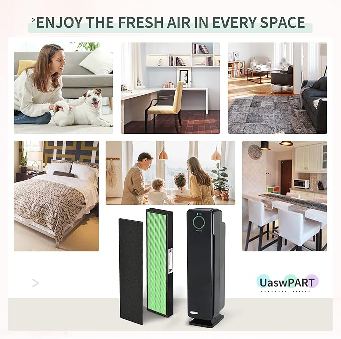 [Upgraded] FLT5000 Filter C Replacement Compatible with Guardian FLT5000 Filter Replace AC5000E AC5250PT AC5300B AC5350B AC5350W CDAP5500BCA and More, 4X H13 HEPA with Carb0n+4X Pre-Filters