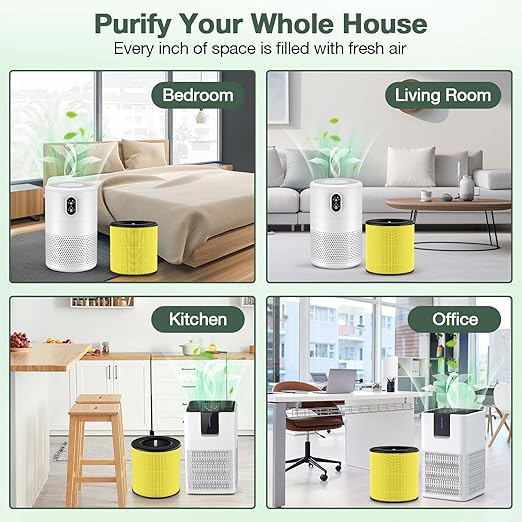 M05 B-D02L Pet Care Replacement Filter Compatible with MOOKA M05/ B-D02L, for KOIOS B-D02L, for VEWIOR B-D02U Air Purifi-ers, HEPA and Activated Carbon Filter, 2 Pack, Yellow