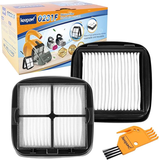 KEEPOW Pet Hair Eraser Filter Replacement 97D5, 2 Pack - Compatible with Bissell Pet Hair Eraser Corded Handheld Vacuum 33A1, 35V4, 47R5 Series, Part# 2037416, 2031432