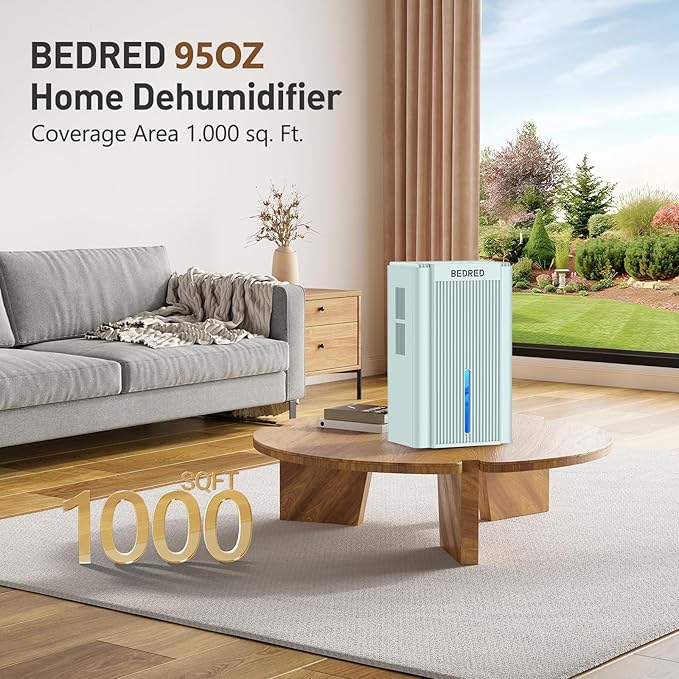Dehumidifier,95OZ Dehumidifier for Home 1000 Sq.Ft - Quiet with Auto Shut Off & Relaxing 7 Color Ambient Light,Ideal for Livingroom, Bedroom, Basement(Pale Turquoise)
