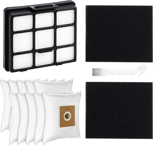 14 Pack NEN170 Replacement Parts Compatible with Eureka NEN170 bagged Canister Lightweight Vacuum Cleaner for Carpets and Floors, 10 Dust Bags, 2 Inlet Filter Sponge, 1 HEPA Filter, 1 Cleaning Brush