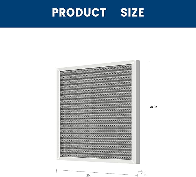 20x25x1 HVAC Furnace Air Filter, Lasts a Lifetime, Washable, the Last HVAC Filter You Will Ever Buy, Healthier Home or Office, Merv 8