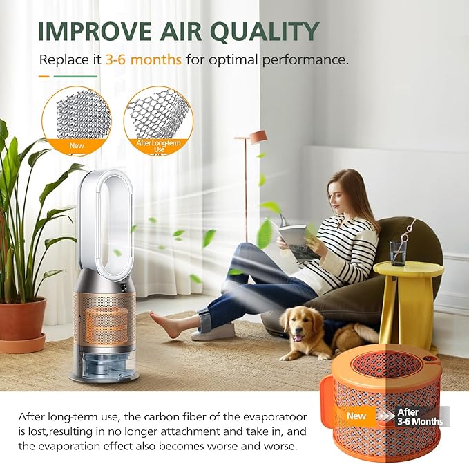 2 Pack PH04 Carbon Fiber Evaporator Filter Replacement Compatible with Dyson PH01 PH02 PH03 PH04 PH3A Air Puri-fier Humidifier Replacement Parts