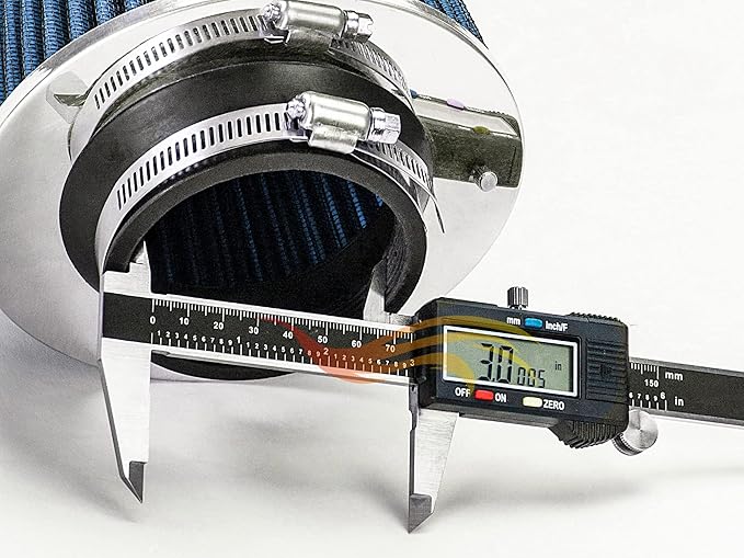 BLUE 3" 76 mm Inlet Cold Air Cone Replacement Performance Washable Clamp-On Dry Air Filter