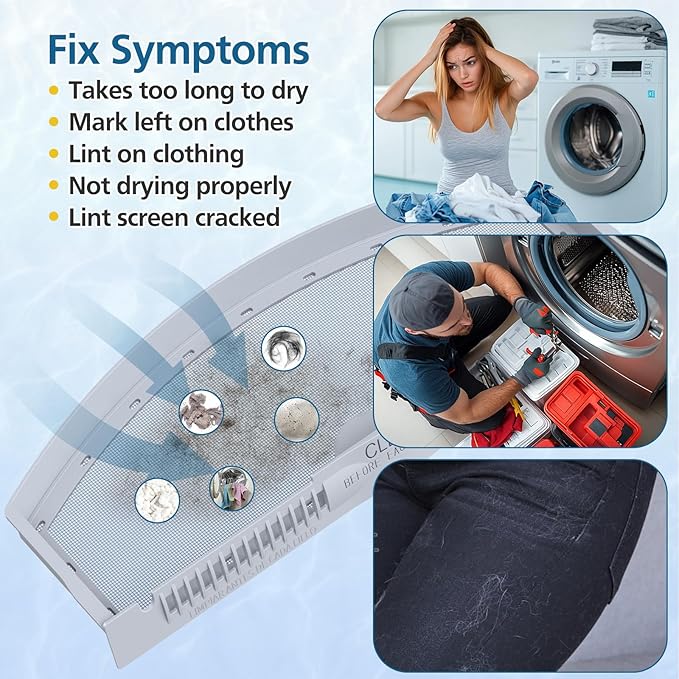 2 Pack WE03X23881 Dryer Lint Filter Screen Replacement for GE & Hotpoint Dryer, Stainless Steel Screen Filter with Cleaner Brush, Replaces AP6031713, WE03X23881, 4476390, PS11763056, EAP11763056