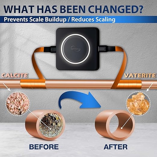 iSpring ED2000S Whole House Descaler, Alternative Electronic Salt-Free Hard Water Conditioner, Breathing LED Light Design with Magnet, Prevent Rust and Scale Build-up, Black