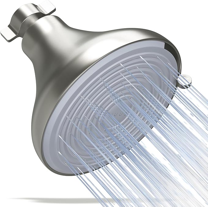 NUUD Filtered Shower Head | Removes Chlorine, Heavy Metals + Contaminants for Healthier Scalp, Skin & Hair | Protects Hair & Soothes Dry Skin | High Pressure Shower Head Filter | Brushed Nickel