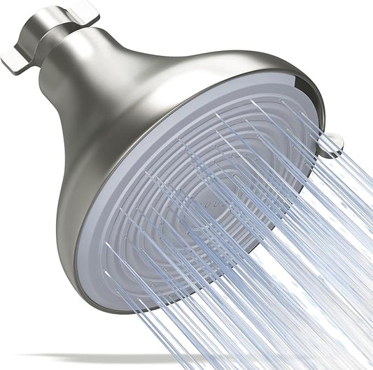 NUUD Filtered Shower Head | Removes Chlorine, Heavy Metals + Contaminants for Healthier Scalp, Skin & Hair | Protects Hair & Soothes Dry Skin | High Pressure Shower Head Filter | Brushed Nickel