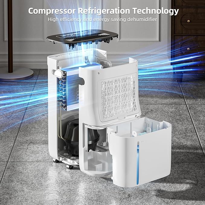 5,000 Sq.Ft 80 Pint Dehumidifier for Basements and Home-with Drain Hose,1.7Gallon Water Tank,Intelligent Humidity Control,Dual Protection and 4 Modes,for Large room