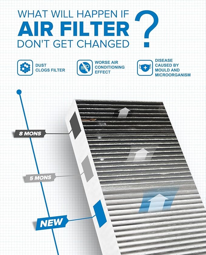 PHILTOP ACF036 (CF10135) Premium Cabin Air Filter, Replacement for EL (1997-2000, 2002-2005), RSX (2002-2006), Civic (2001-2005), CR-V (2002-2006), Element (2003-2011), CSX 2006