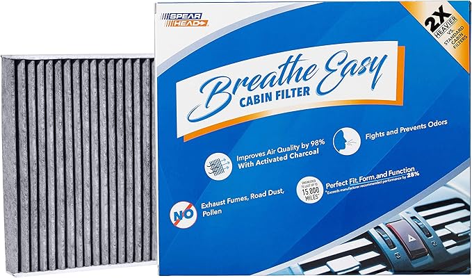 Spearhead Odor Defense Breathe Easy AC & Heater Cabin Filter | Fits Various 2016-24 Toyota/Lexus/Subaru Like OEM | Up to 25% Longer Lasting w/Activated Carbon (BE-157)