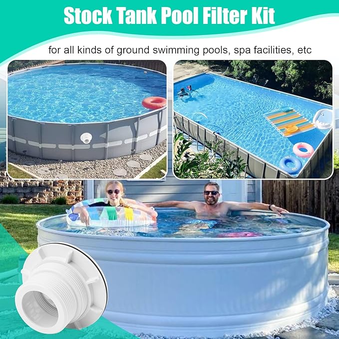 Threaded Inlet Strainer Kit Include Rubber Washer and Strainer Nut, Fits Intex Filter Pumps with 1-1/2" Hoses for Intex Stock Tank Pools and Stock Tank Pool Filter Kit Pool Accessories (2 Pcs)