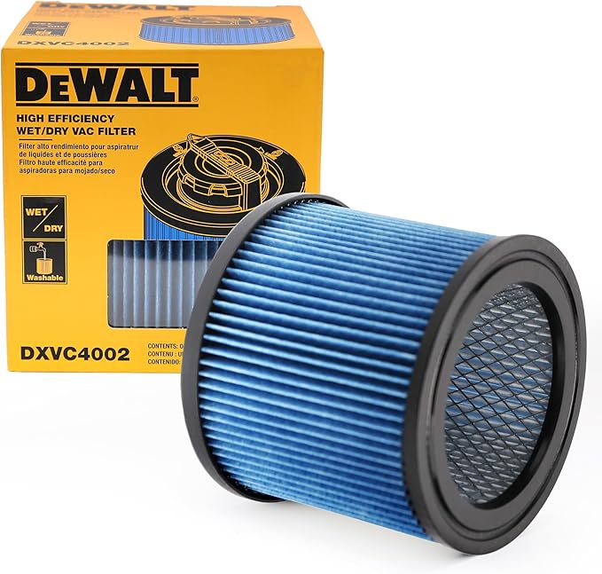 DEWALT Vacuum Filter Replacement DXVC4002, Fit for Most 4-5 Gallon Wet Dry Vacuum Cleaner, High Efficiency Cartridge Filter Compatible with DXV04T, DXV05P, DXV05S, DXV08S, DXV06G