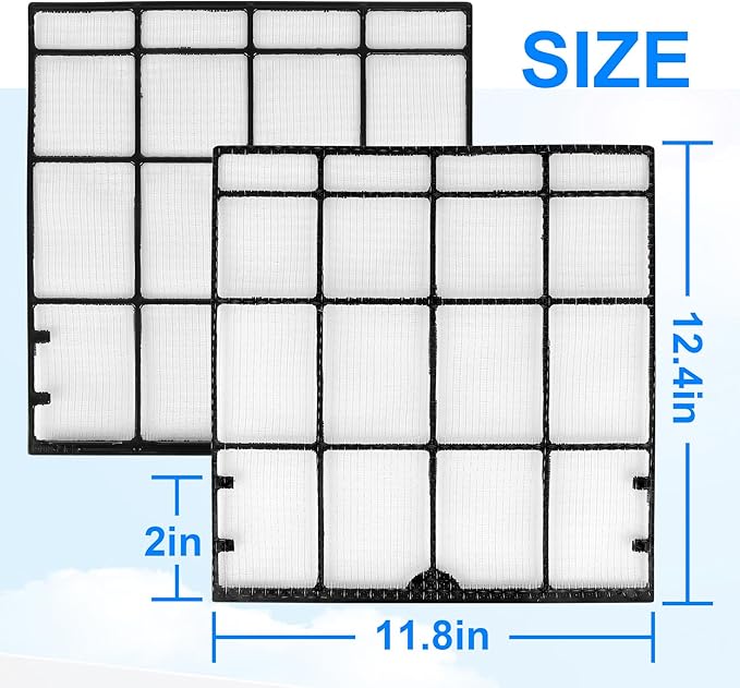 2Pcs 4007597 Mini Split Air Filter Replacement for Daikin Mini Split Units CTKS20KVMA, CTXS07LVJU, CTXS07WVJU9, 12.4'' * 11.8''