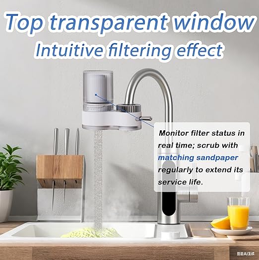 VYNTRA 7-Layer Faucet Water Filter, Kitchen Filter Water Faucet Element, 300 Gallons Activated Carbon Ceramic Filter Reduces Chlorine, Limescale, Heavy Metals,Bad Taste(2*Filter & 6*Adaptors) White
