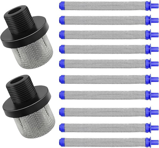 2-Pack 288716 3/4" Inlet Strainer + 10-Pack 288749 Airless Spray Gun Filters – Compatible with Graco SG10, SG20, SG Pro, X5, X7, Prox Series – Paint Sprayer Replacement Parts