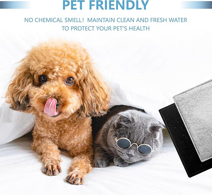 12 Pack Cat Water Fountain Replacement Charcoal Filters Square Compatible with Petsafe Premier Pet Fountain Filters 2.5 Inches, for Aqua Cube Catit Mini Flower Pet Fountains