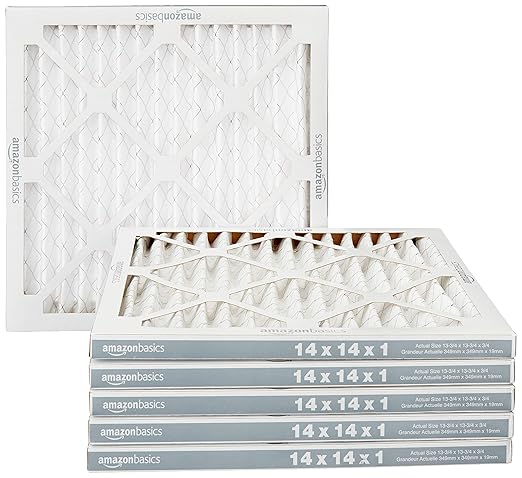 Amazon Basics 14x14x1 Air Filter 6 Pack, MERV 11 AC Furnace Filters (Actual Size: 13.75" x 13.75" x 0.75")