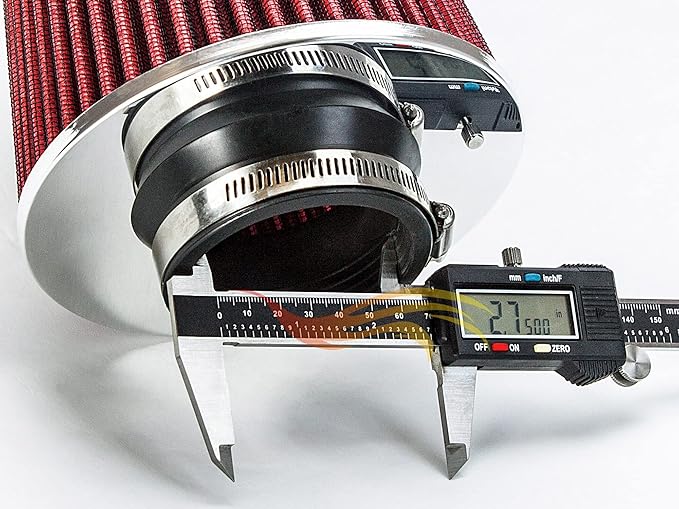 RED 2.75" 70 mm Inlet Cold Air Cone Replacement Quality Performance Washable Clamp-On Dry Air Filter