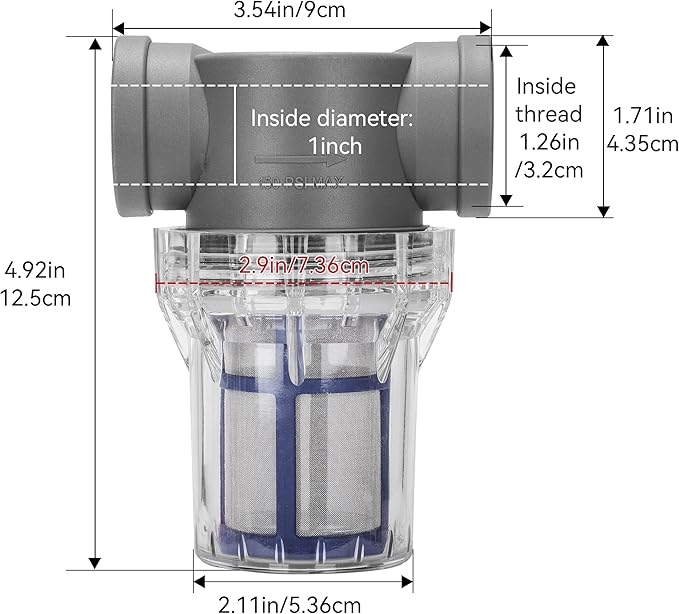 1'' Female NPT in-Line Strainer - Garden Hose Filter for High Pressure Washer, Sediment Filter with 100 Mesh Stainless Steel Screen (1'' 100 Mesh)