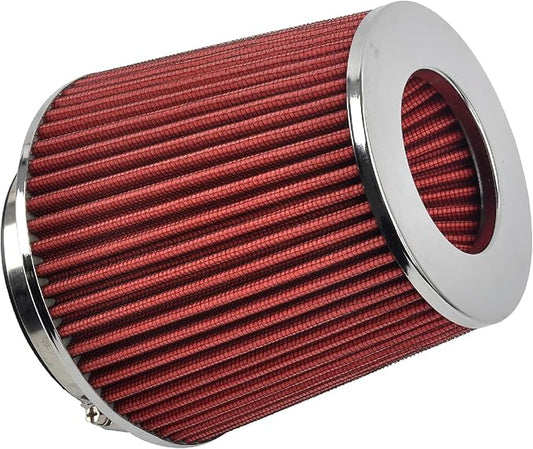 Universal Clamp On Air Intake Filter fits 3 In /3.5 In /4 In Three Different Size, Cone Air Intake Filter-Red
