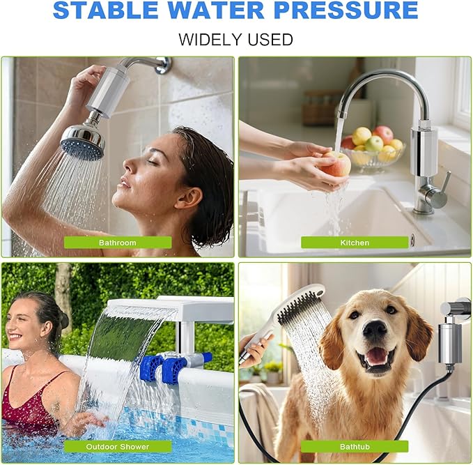 Shower Filter Replacement Cartridge, KDF 55 Hard Water Purifier Removes Chlorine, Heavy Metals, added Vitamin C E&A Water Softener with High Output