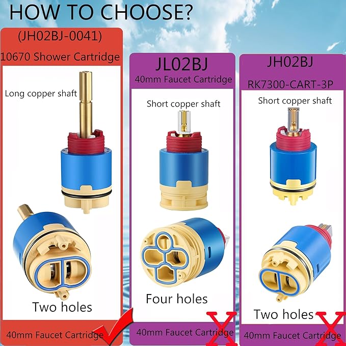 Hain yo 10670 Shower Cartridge,Compatible with Aqua source/Glacier Bay Single Handle Shower Faucet For Shower/Tub Faucet Cartridges Replacement,Pressure Balance Valve Core 40mm Copper Material