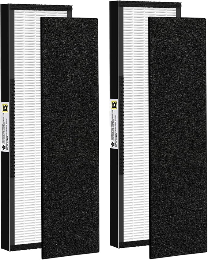 2 Pack FLT4825 HEPA Fil-ter B Replacement with Activated Carbon Pre-Filters Compatible with Air Puri-fier AC4825 AC4300 AC4800 AC4900 AC4850, Black