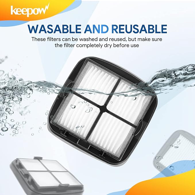 KEEPOW Pet Hair Eraser Filter Replacement 97D5 4 Pack, Compatible with Bissell Pet Hair Eraser Corded Handheld Vacuum 33A1 Series, 35V4 Series, 47R5 Series, Part# 2037416, 2031432