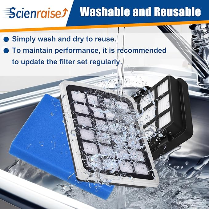 NEN186BL Filter Replacement Compatible with Eureka NEN186BL NEN180 Bagless Canister Vacuum Cleaner Replacement Parts, 2 HEPA Filters & 2 Dust Cup Filters Element, 4 Pack