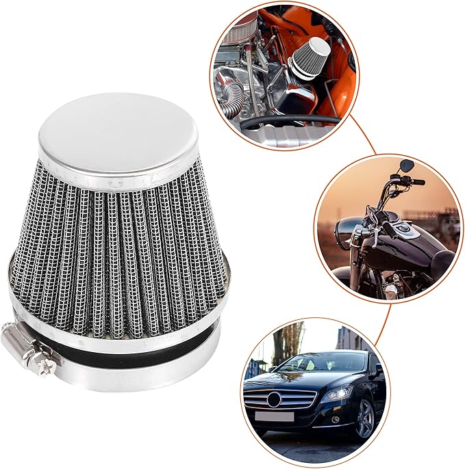 Motoforti 4pcs Universal 54mm Air Filter Cleaner Round Tapered Replacement for Motorcycle Black