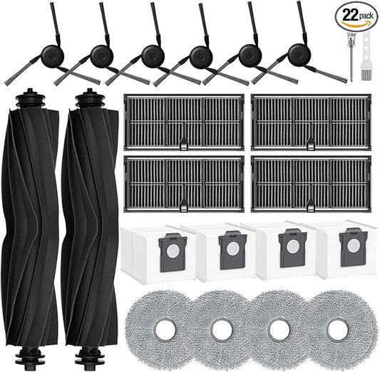 Accessories Kit for Dreame X40 Ultra L40 Ultra MOVA P10 Pro Ultra Robot Vacuum Cleaner, 2 Main Brushes, 4 HEPA Filters, 4 Mop Pads, 4 Vacuum Bags, 6 Side Brushes, 1 Cleaning Brush, 1 Screwdriver