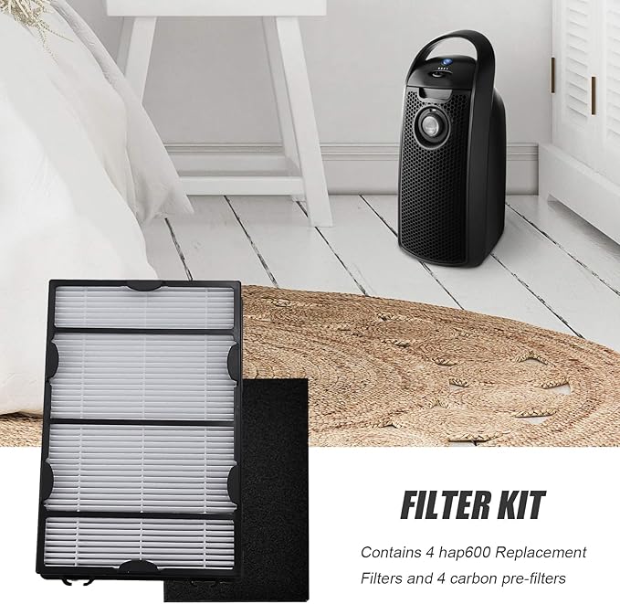 4Pcs HAPF600 HEPA Replacement Filters Kit Replacement for Holmes HAP615 HAP625 HAP725 HAP750 Air Purifier Filter B