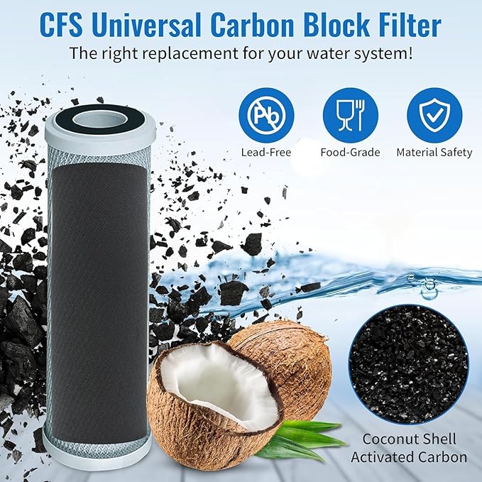 32-Pack Replacement GE GXWH04F Activated Carbon Block Filter - Universal 10 inch Filter for GE HOUSEHOLD PRE-FILTRATION SYSTEM