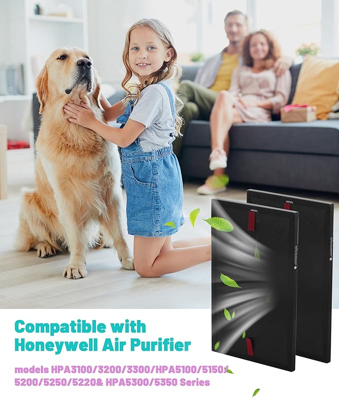 HRFSP1 Filter S Replacement Compatible with Honeywell Air Purifier Pet Odor Filter for HPA3000 PowerPlus and HPA5000 Insight Series, 2 Count