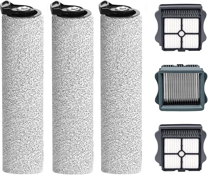 Only Floor ONE S5 Steam Roller Brush Replacement and Vacuum Filter Kit Compatible with Tineco Floor ONE S5 Steam Corded Wet Dry Vacuum Replacement Parts,3 Roller Brushes,3 Filters,1 Cleaner Brush