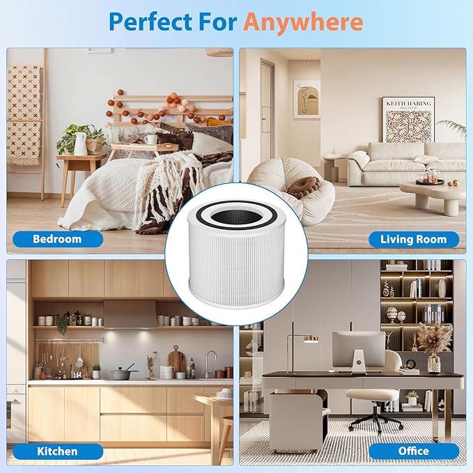 4 Pack 240 Replacement Filter Compatible with Puro 240 Air Purifier, 3-in-1 True HEPA 14 Filter Replacement Fit for 240 Air Purifier, Grade True HP-14 with Activated Carbon