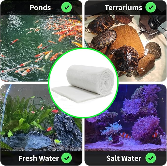 hygger 3/4'' Thick Aquarium Filter Floss 12"x 86" Poly Fiber Fish Tank Filter Media Water Polishing Filter Pad for Sump Canister Hang On Back Filter Cut to Size