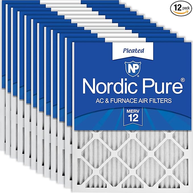 Nordic Pure 18x20x1 (17 1/2 x 19 1/2 x 3/4) Pleated MERV 12 Air Filters 12 Pack