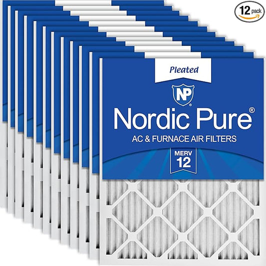 Nordic Pure 18x20x1 (17 1/2 x 19 1/2 x 3/4) Pleated MERV 12 Air Filters 12 Pack