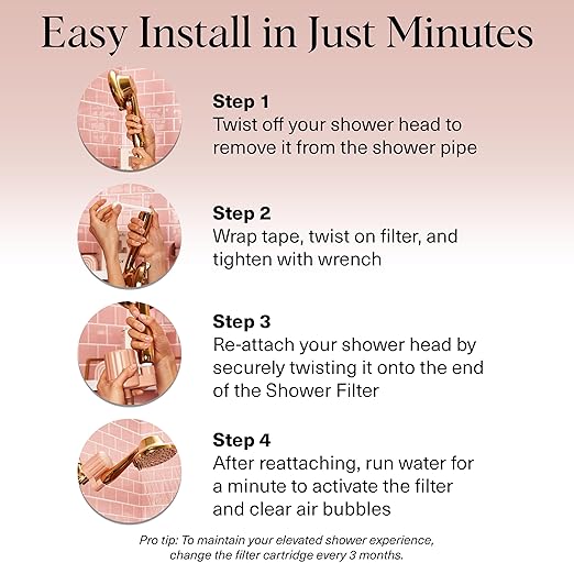 Kitsch Shower Head Filter For Hard Water – Water Softener & Removes Heavy Metals – Shower Filter for Softer Skin & Hair, Bathroom Accessories - Chrome