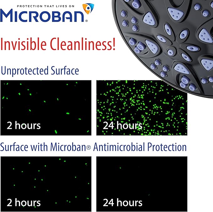 AquaDance Antimicrobial/Anti-Clog High-Pressure 30-setting Dual Head Combination Shower with Nozzle Protection from Growth of Mold, Mildew & Bacteria for a Healthier Shower – Sunset Blue