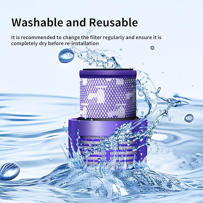V10 Filter Replacement for Dyson V10 Cyclone Series, V10 Absolute, V10 Animal, V10 Total Clean, Replace Part No. 969082-01,2 Pack Filters and 1 Clean Brush