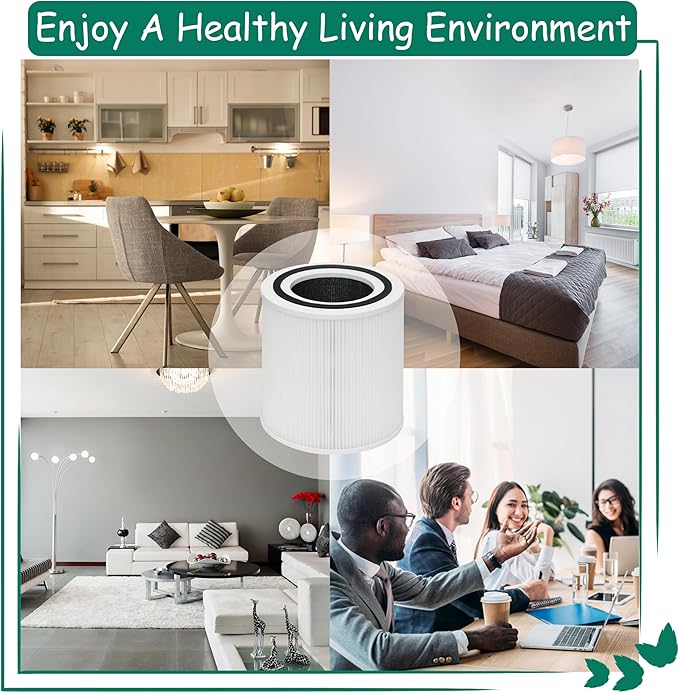 TT-AP005 Filter Replacement, Compatible with TaoTronics TT-AP005 Air Purifier, 3-in-1 Pre-Filter, H13 Grade True HEPA and Activated Carbon Filters, 2 Pack