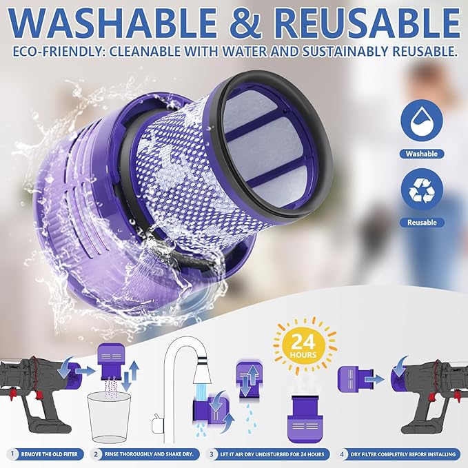 3 Packs SV18 Filter Replacement Compatible with Dyson Digital Slim/SV18 Replacement Spare Cordless Vacuum, Part No.970612-01 for Dyson Digital Slim Filter