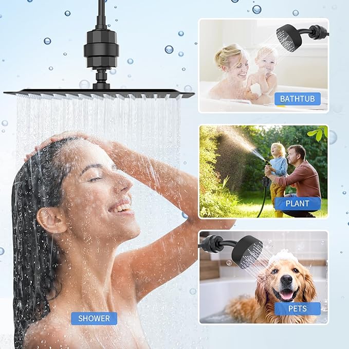 20-Stage Shower Filter-Shower Head Filter for Hard Water, with 1 Replaceable Cartridges, High Output Shower Water Filter for Removing Chlorine and fluoride,Black
